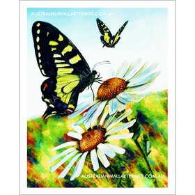 Art print of butterflies and daisies
