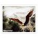 An American bald eagle soaring in the clouds among snow-topped mountains. Giclee printed digital oil painting with visual texturing and a painterly feel.